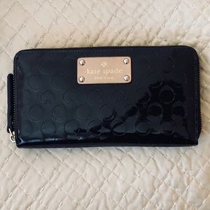 Kate Spade ♠️ Black Patent Leather Embossed Wallet